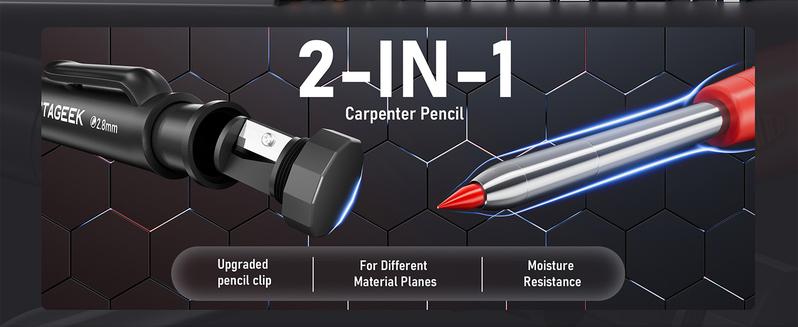 STAGEEK 22 Pack Mechanical Carpenter Pencil Set with Sharpener 60 Refills, Automatic Center Punch, Carbide Scribe Tool, Eraser and Deep Hole Marker Pen, Heavy Duty Construction Pencil for Architect-With Pouch,Art Supplies