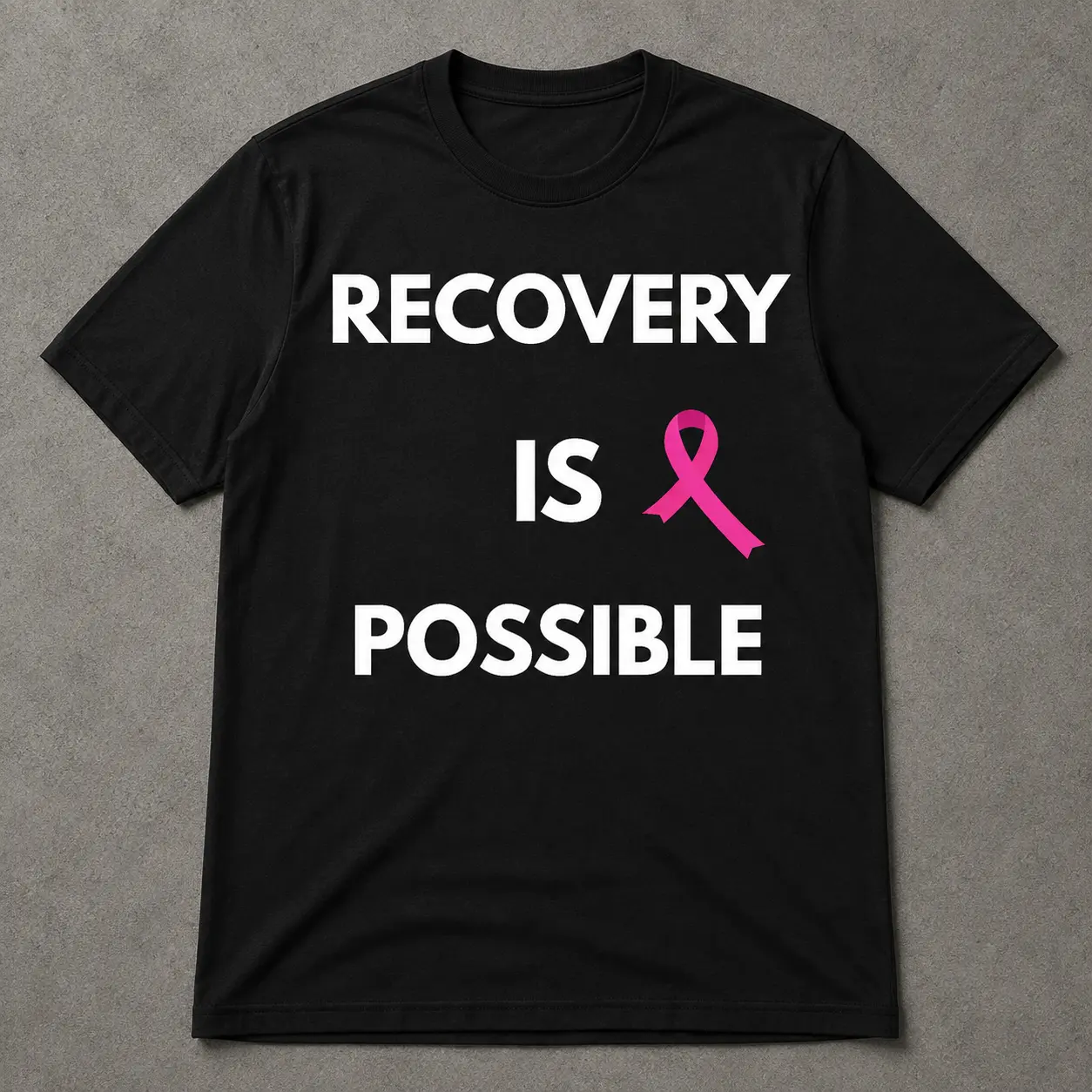 RECOVERY IS POSSIBLE AWARENESS T-SHIRT BLACK WOMENS FAITH & RECOVERY TEE