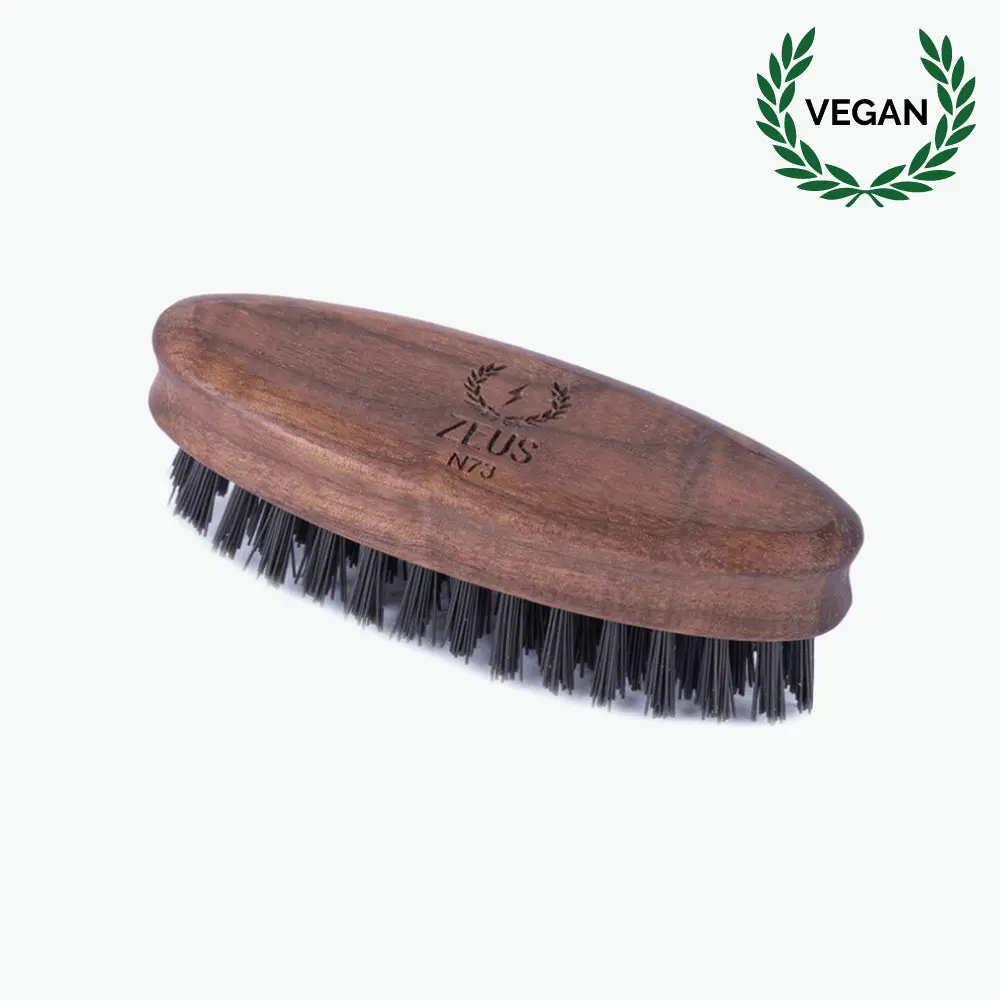 ZEUS Vegan Pocket Beard Brush for Men, Soft Bristle