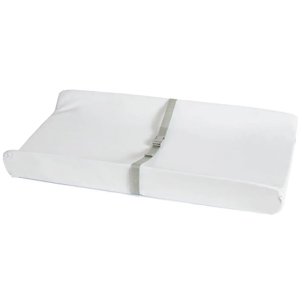 MUNCHKIN Secure Grip Waterproof Changing Pad, Contoured Polyurethane Foam with Safety Strap for Changing Table Top, Unisex, 16 x 31.5 Inch