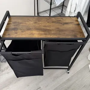 Sweetcrispy Rolling Laundry Hamper with Pull-Out Removable Bag Freestanding Clothes Basket Organizer with Wheels Adjustable Feet for Bedroom or Bathroom