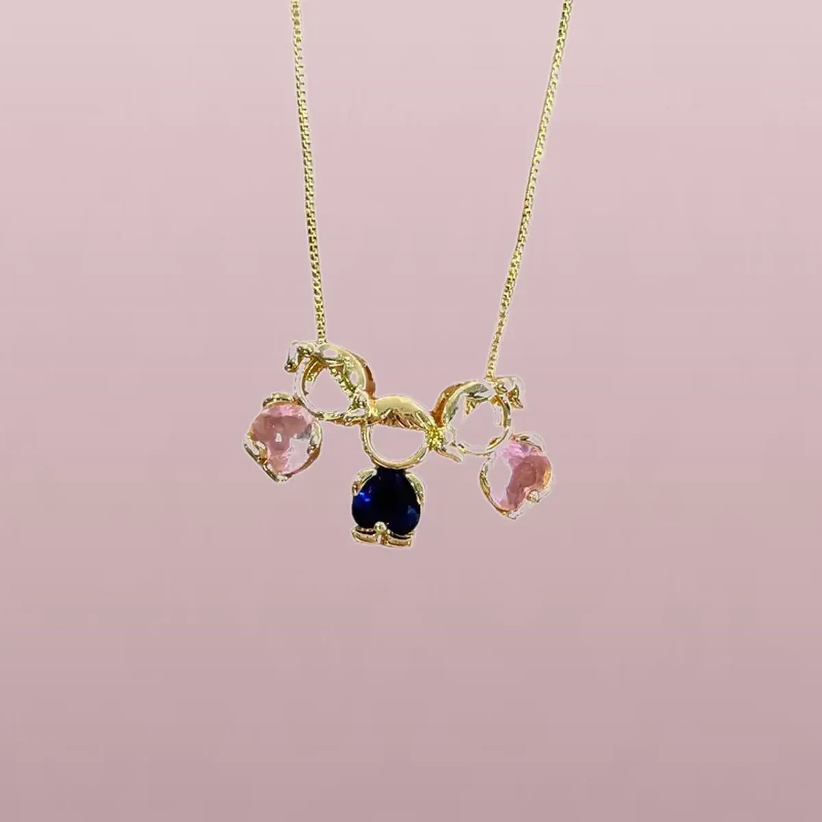 Detachable birthstone necklace for mom and kids, 18K gold-plated mother-and-child pendant with pink girl or blue boy charm, gift for women