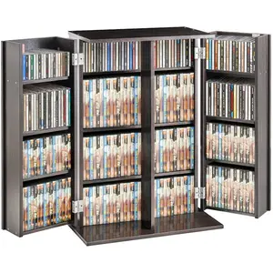 VEVOR Media Storage Cabinet, Adjustable DVD Cabinet, CD Storage Holds up to 1080 CDs, Protects Organizes Music, Movie, Video Games or Memorabilia Collections - Espresso