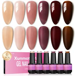Xunmotor Nail Polish Set 6 Colors All Seasons Neutral Quick Dry for Women Salon DIY Art 6PCS