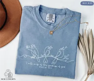 Comfort Colors I Will Sing of the Goodness of God Shirt, Christian Floral Worship Tee, Aesthetic Bible Verse Graphic Shirt, Religious Gift for Her, Faith Inspired Flower Tee