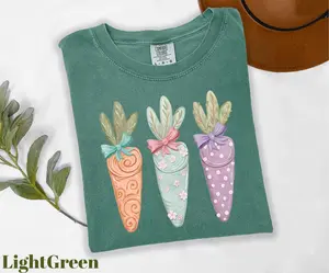 Comfort Colors Happy Easter Shirt, Easter Carrots Shirt, Easter Lover Gift, Spring Rabbit Shirt, Cute Carrot Shirt, Family Easter Shirt - LORA ATCHER