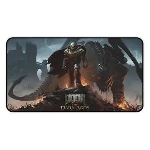 Doom The Dark Ages Desk Mat, XXL Extended Gaming Mouse Pad with Doom Slayer & Dragon Artwork, Waterproof Non-Slip Large Keyboard Pad, Gift for FPS Fans