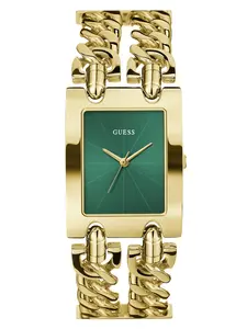 GUESS Female Gold-Tone and Green Analog Watch
