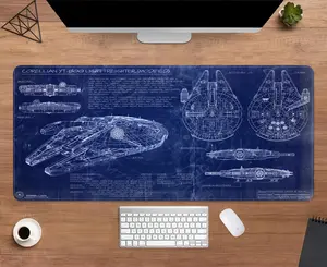 Millennium Falcon Blueprint Desk Mat | Mouse Pad | Large Desk Pad | Movie Desk Decor, Anime Mouse Pad, Desk Mat, pc accessories.