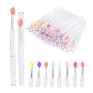 40-Pack Silicone Lip Applicator Brushes with Caps – Reusable Tools for Lip Gloss, Eyeshadow, Mask & Cream Application