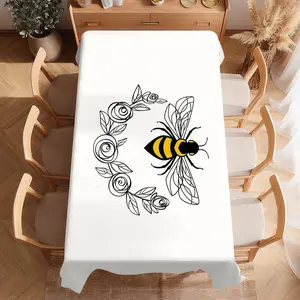 Bee Botanical Table Cloth Home Party Picnic Dining Room Kitchen Desktop Patios Stain-Proof Waterproof Dust-proof Decorative Table Cloth Protects Surfaces While Enhancing Room's Ambiance Available in Multiple Sizes Easy to Wipe Clean