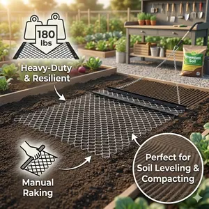 ATV Drag Harrow 4'x5' - Chain Harrow for UTV Tractor, Landscape Leveling & Sod Prepping, Durable Seed Harrow for Gravel Driveway, Farm, Yard & Garden (Black)