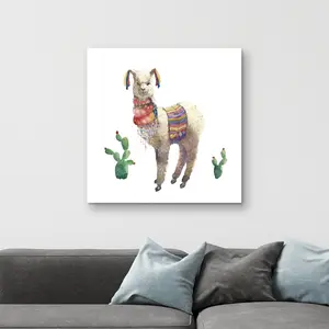 360 Stand Ethnic High-Def Colorful Llama Animal Parade Wall Art Print - 32x32 in, Home Decoration, Artistic Artwork, Ideal Room Decor Gift