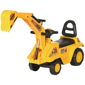 Kids Pedal Digger Truck with Under Seat Storage and Honking Horn for Backyard Play Anti Rollover Device Textured Wheels for Stability 66 lbs Capacity for Ages 18 to 48 Months