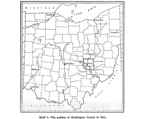 Muskingum County, Ohio - Bedrock Stratigraphy Map, 1918 | Historical Geologic Print