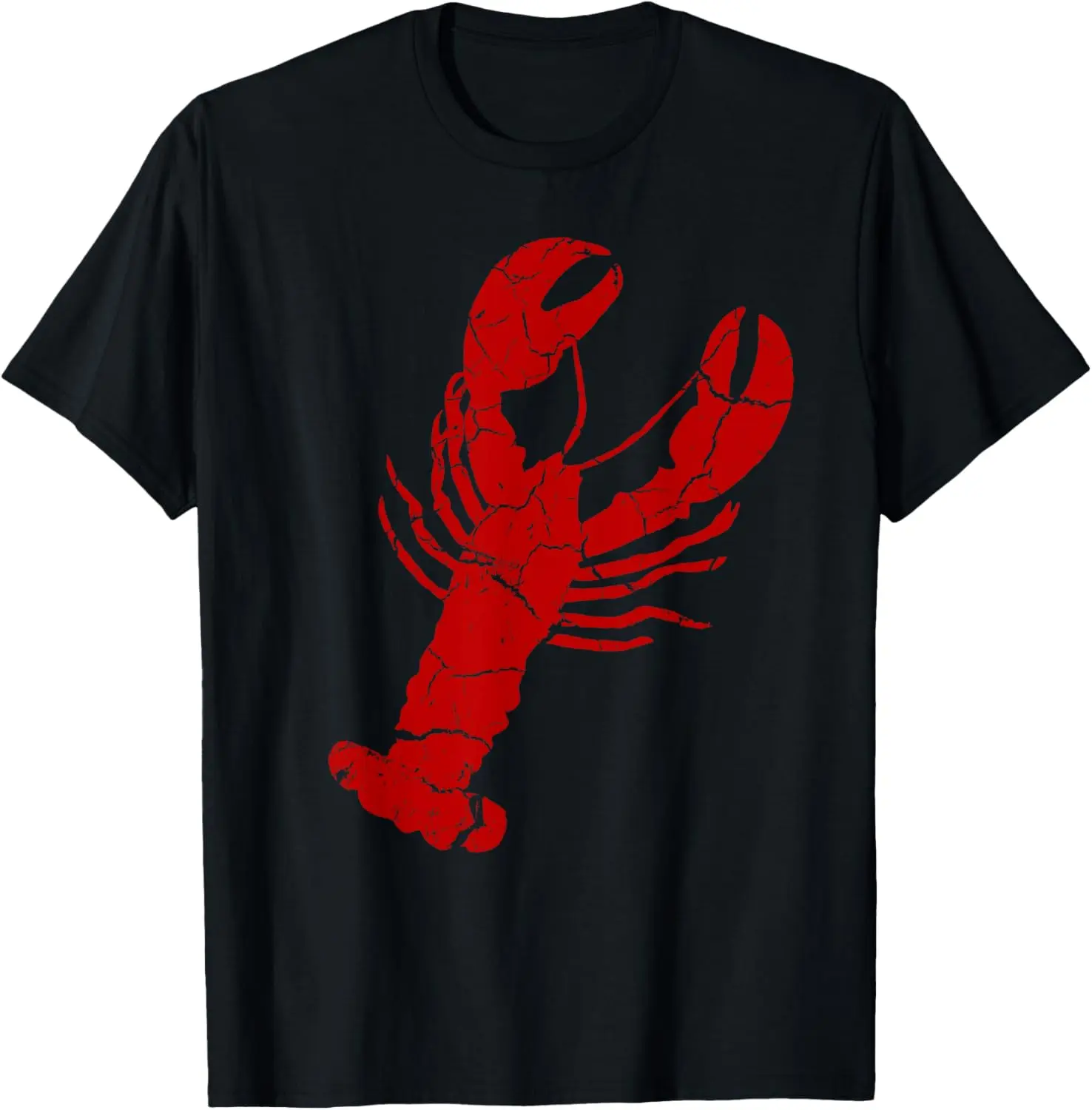 Vintage Lobster Print Shirt Red - Lobster T Shirt T-Shirt, Letter Print Round Neck Tee, Regular Fit Casual Short Sleeve T-Shirt for Summer