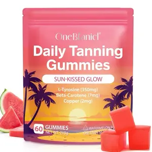 Tanning Gummies, Daily Tanning Gummies with Astaxanthin, Lycopene & Beta Carotene for Skin Health & Glow, Vegan, Non-GMO, Watermelon Flavor, 60 Count