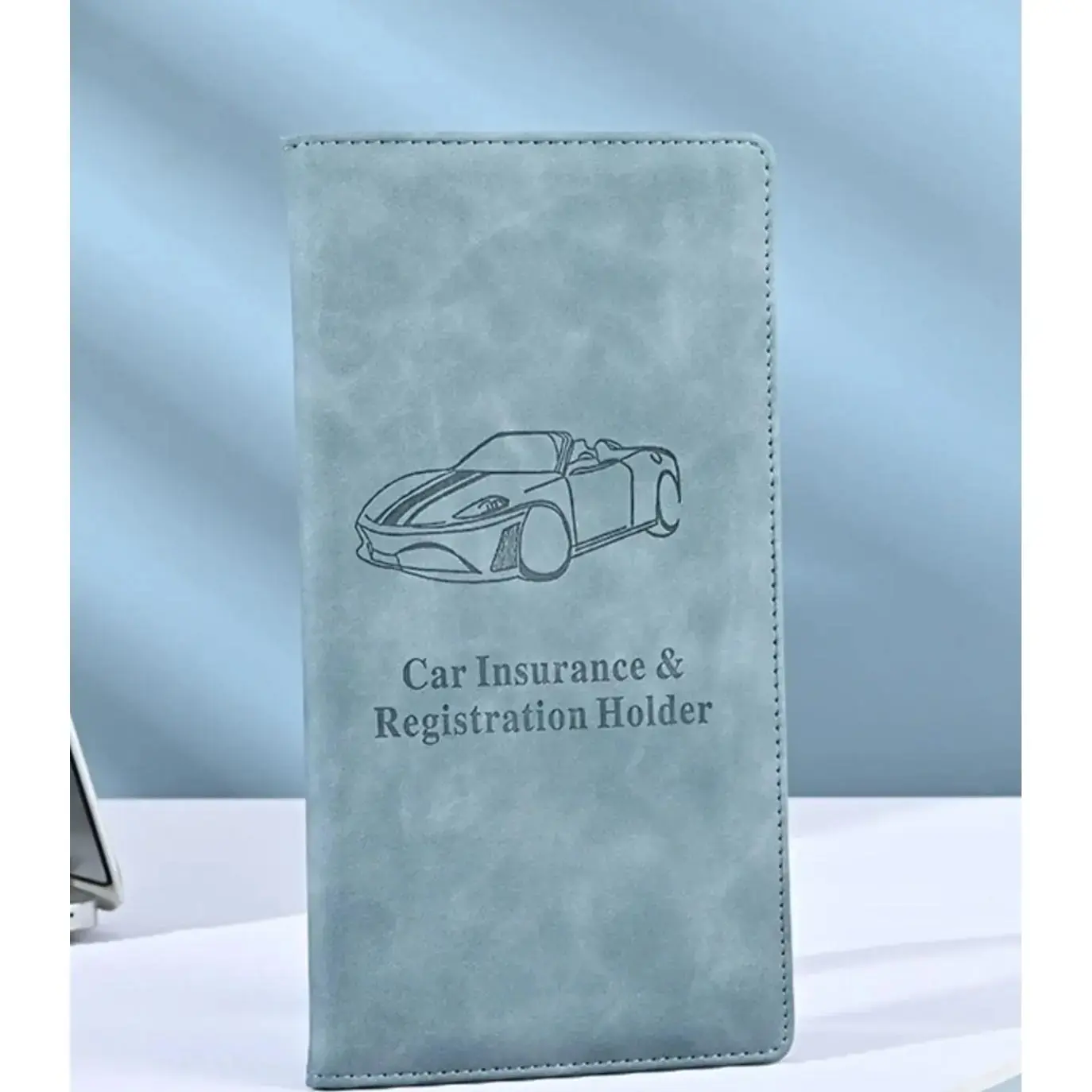 Leather Car Insurance and Registration Folder Wallet, Car Documents, Minimalist Design Document Organizer with Transparent Pocket for Ids and Important Papers, Multi-Card Auto Document Holder, Slim Suede Leather Vehicle Storage Essential