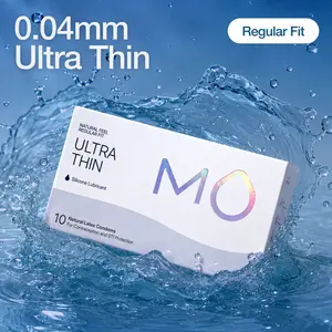MO Ultra Thin 0.04mm Condoms, pH-Balanced for Sensitive Skin, Natural Latex, 10 Count