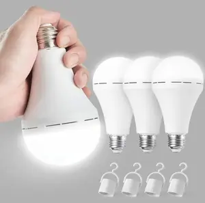 Emergency Rechargeable Light Bulbs 850LM 4 Packs Car Work Light Bulb Camping Outdoor 12W E27/E26 6500K1200mAh Christmas Lighting Christmas Gifts