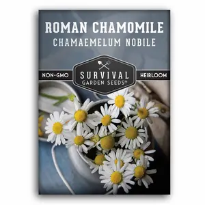 Survival Garden Seeds Roman Chamomile - Non-GMO Heirloom Seeds for Gardening & Culinary Uses - 200mg Paper Packet - Perfect for Herbal Tea & Medicinal Applications