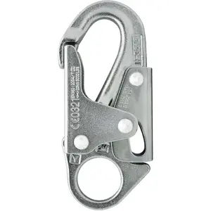 Forged Steel Snap Hook 25KN - -2 - Professional Fall Protection Snap Hook - Heavy Duty Carbon Steel - Double-Action Snap Hook for Safety, Climbing, Rappelling - OSHA
