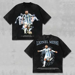 Messi Argentina Jersey T-Shirt, Argentina National Team Clothing, Vintage Bootleg Football Graphic Tee, Retro Acid Wash Oversized Top for Messistas Fan Club, Albiceleste Team Pride Tshirt, Men Women Sportswear, WC 2026 Soccer Merch Gift
