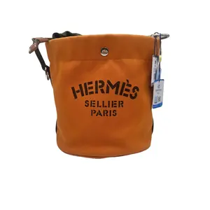 Pre-owned HERMÈS HZ7 Sac de Pansage Canvas Bucket Bag – Orange 62707