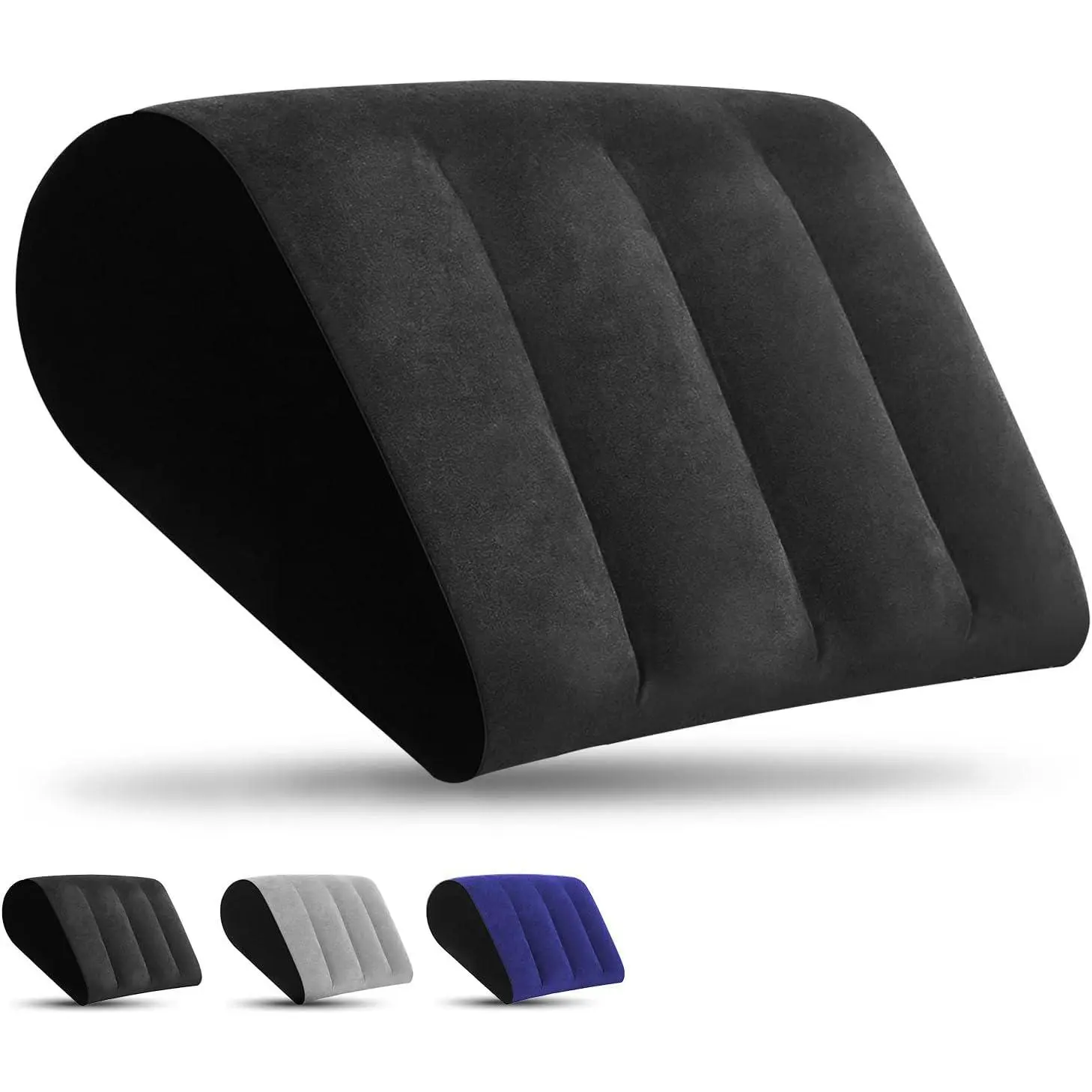 PVC Flocking Inflatable Wedge Pillow - Solid Body Positioner for Back Pain Relief, Acid Reflux Relief, Leg Elevation - Portable Cushion with Easy Deflation for Disabled, Bedridden People, Camping, Elderly, Beach, Quick Inflation, Health Support, Wedge Sha