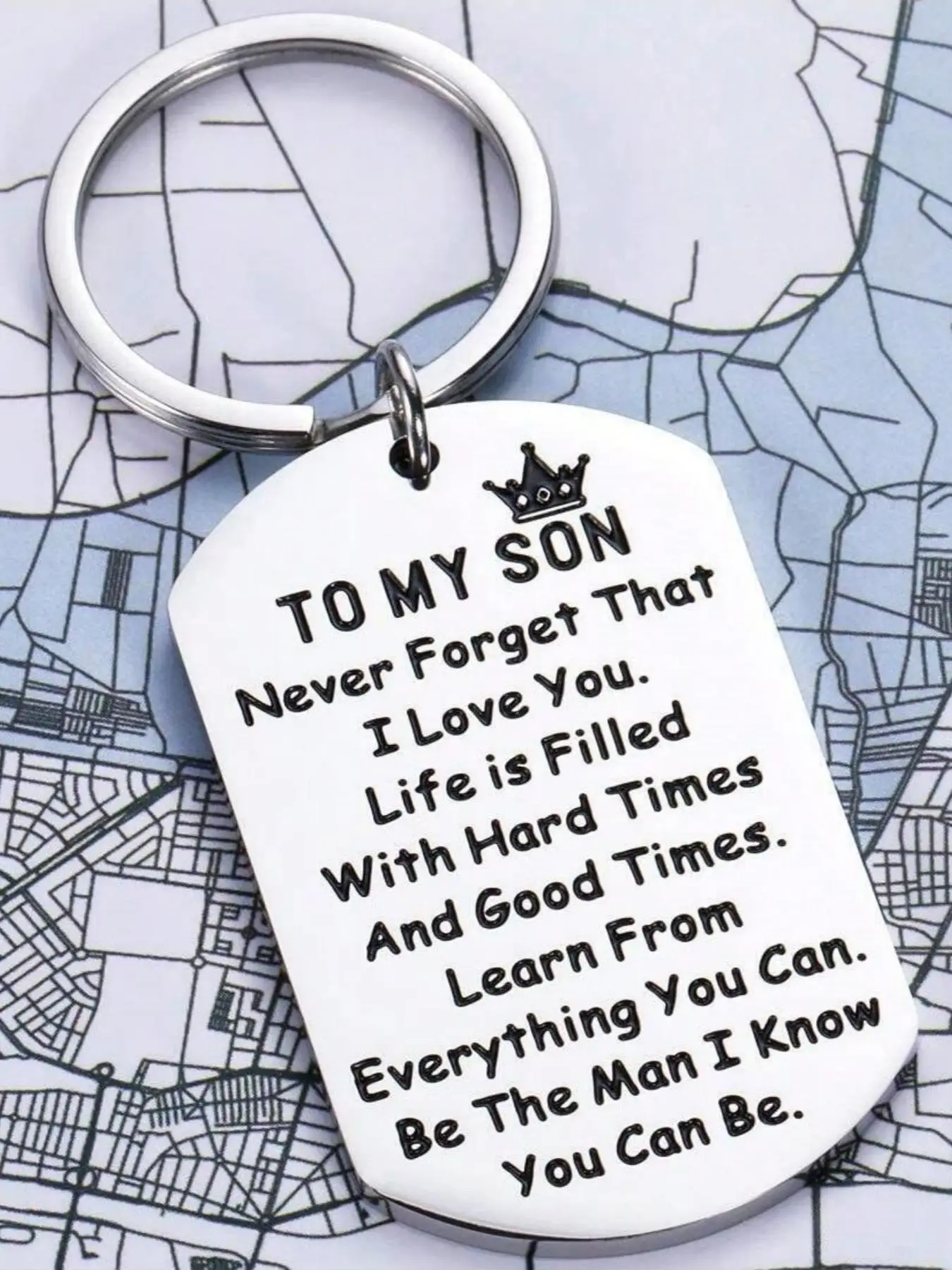 Street Style Letters Pattern Slogan Metal Keychains for Men, Stainless Steel Stylish Keychain for Car Keys, Trendy All-match Cute Accessories As Birth