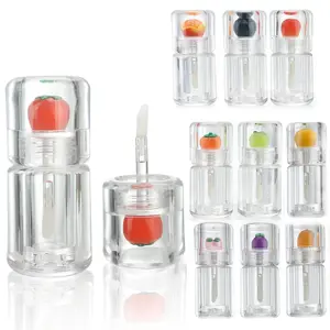 10pcs 3.5ml 0.12oz Empty Chunky lip gloss with clear wand for lip color Cute Fruit lipgloss tube container