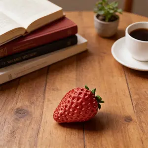 3D Printed Realistic Strawberry Figurine, Decorative Fruit Statue for Kitchen & Dining Table Centerpiece