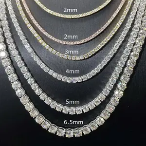 2-6.5mm Men Women Moissanite Tennis Chain Rose Yellow Moissanite Tennis Bracelet s925 Silver Tennis Chain For Women Men