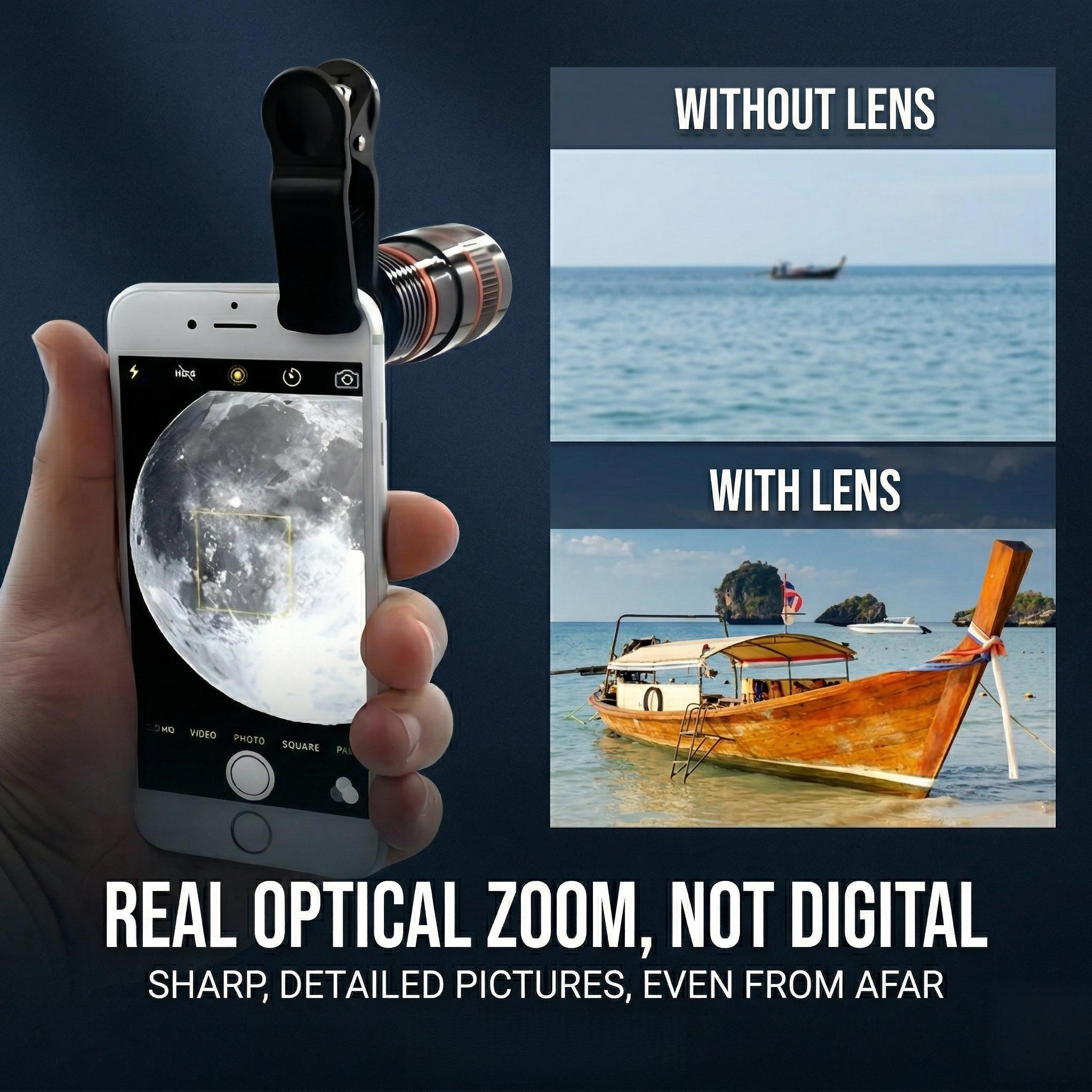 HD 8X Clip on Optical Zoom Telescope Camera Lens for Universal Mobile Cell Phone