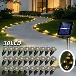 30 LED Path Lights, IP44 Waterproof and Durable, Recessed Installation. Outdoor Garden Lights, Decorative Lighting for Walkways, Lawns, Camping Gatherings, etc. Ideal for Gardens, Pathways, Camping, Parties, Weddings, and Festive Atmosphere Decorations.