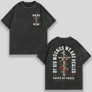 230G Double-Sided Washed, Cross Flower Printed T-Shirt, High-Quality Wax Printed y2k,Vintage,Streetwear 230g Gradient Tee，260g Sweatshirt，270g Drawstring Hoodie，400g Washed Hoodie