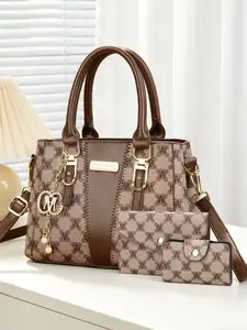 3-piece best-selling printed women's handbag, casual large-capacity lady bag, can be worn as a single-shoulder or crossbody bag, suitable for multiple occasions, perfect gift for festivals and birthdays, Crossbody Purse, Versatile Wear, Print Pattern