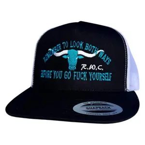 ALVARO Look Both Ways Before You F Yourself Embroidered Adjustable Cap for Sports Lovers, Road Trip Fans and Streetwear Aesthetics