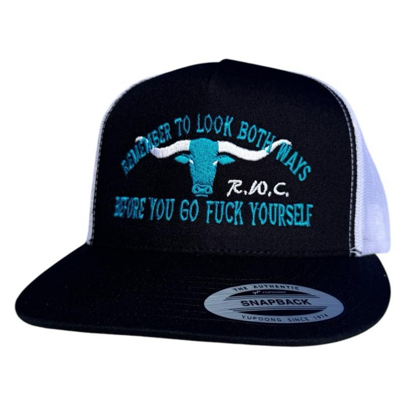 ALVARO Look Both Ways Before You F Yourself Embroidered Adjustable Cap for Sports Lovers, Road Trip Fans and Streetwear Aesthetics