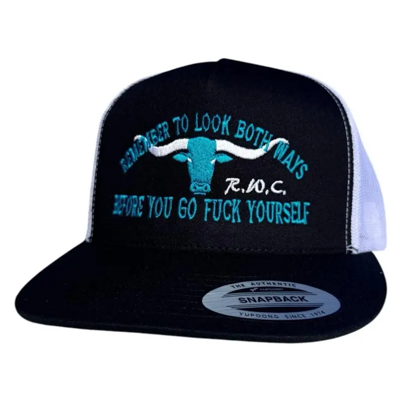 ALVARO Look Both Ways Before You F Yourself Embroidered Adjustable Cap for Sports Lovers, Road Trip Fans and Streetwear Aesthetics