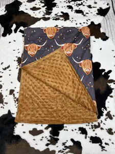 6 B6-13-29-western cow navy baby milk silk blanket 29*43 inches Cowgirl-Themed