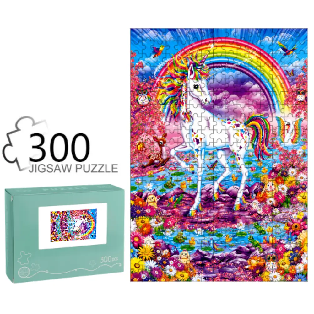 Lisa Frank Jigsaw Puzzle & Wall Art Decor, Multiple Sizes 300 Pieces, Retro Unicorn Rainbow Art, Fun Fall Family Activity, Halloween Decor Art Print, Perfect Halloween Gift For Puzzle Lovers