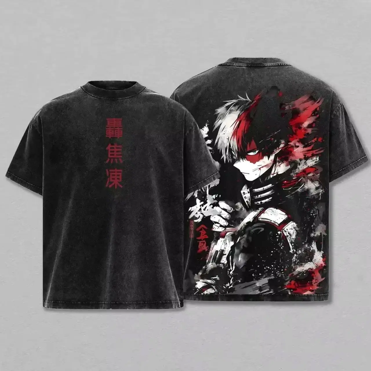 2026 My Hero Academia Anime Shoto Todoroki Graphic T-shirt Washed Oversized T Shirt Men Women Clothing Cotton Short Sleeve Tees G