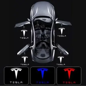 2pcs Car Door LED Logo Projector lights HD Welcome Light 3D Laser Ghost Shadow Light for Tesla Model Y 3 S X car Accessory