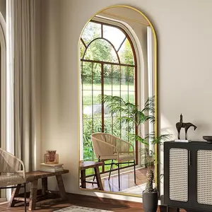 71"x26" Arch Full Length Mirror, Wall Mirror Floor Mirror with Stand Hanging or Leaning, Aluminum Alloy Frame Full Body Mirror for Bedroom, Dressing Room, Gold