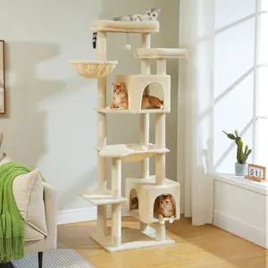 69 Inch Tall Cat Tree with Oversized Hammock, Scratching Post, Apartment Room and Large Top Perch for Indoor Large Cats