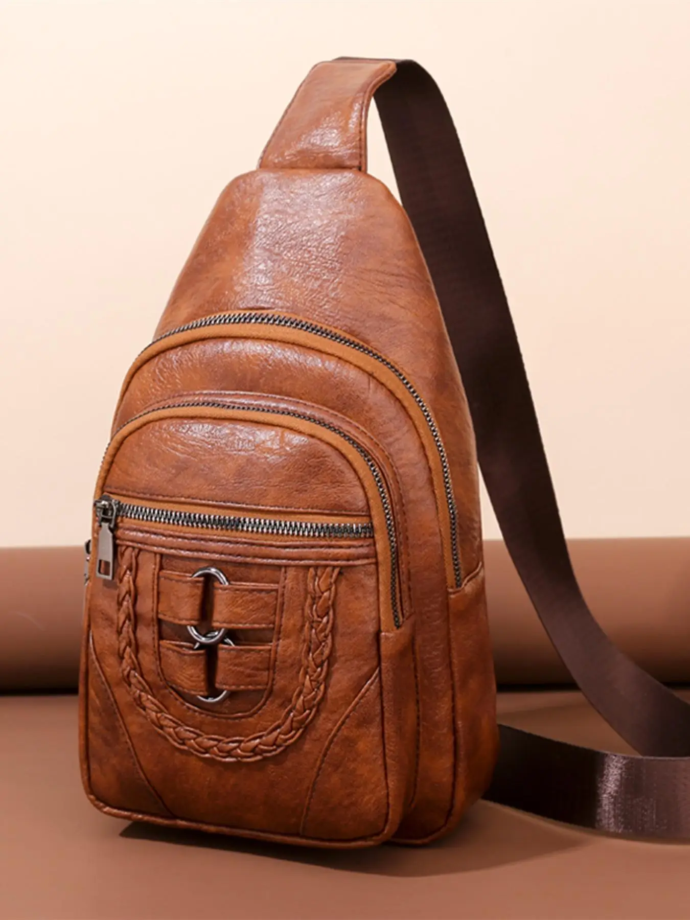 Retro Minimalist Solid Braided Design Fanny Pack for Women, Belt Bag As Gifts for Girlfriend, Tummy Pouch 2025 New Trendy Vintage Simple Pu Sling Bag