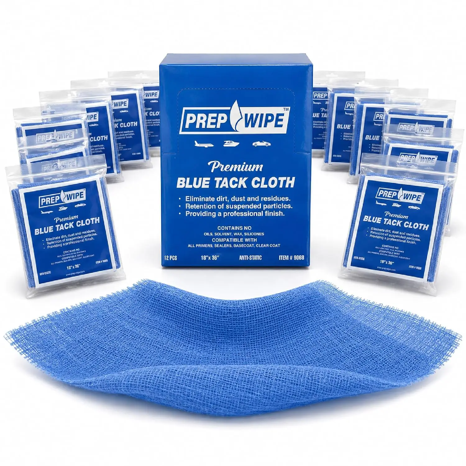Cotton Mesh Tack Cloths, 12-Pack Rectangular 18"x36" Durable Cleaning Supplies, Absorbent Soft Drying Wipes, Micro-Aperture, Lint-Free, Wax & Silicone-Free, Anti-Static, Tear-Resistant for Woodworking, Auto Painting (Eliminates Dust, Dust and Residues)