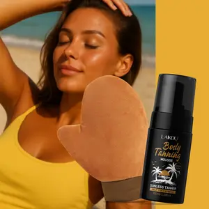 LAIKOU Sunless Tanning Kit - 100ml Body Tanning Mousse & Reusable Mitt Set | Quick-Dry Golden Glow Tan for Body & Face | Achieve a Natural Bronze Look without UV Damage | Summer Essentials