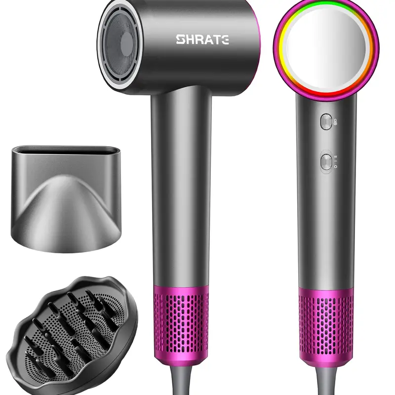 Ubeesize Ionic Metal Body Hair Dryer - 160000 RPM High-Speed Fast Drying Tool, Magnetic Diffuser, Anti-Frizz Ionizer, Adjustable Speed, Heat Protection, 0.89 lbs Compact Yet Powerful Tool for Curly Hair Selfcare, Busy Mornings